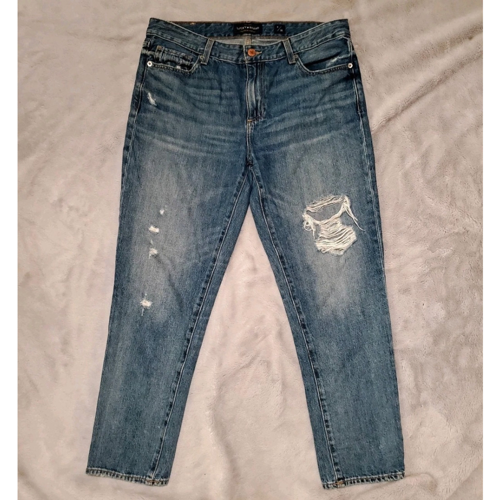 Lucky Brand Distressed Cropped Midrise Sienna Slim Boyfriend Jeans Size 6 / 28